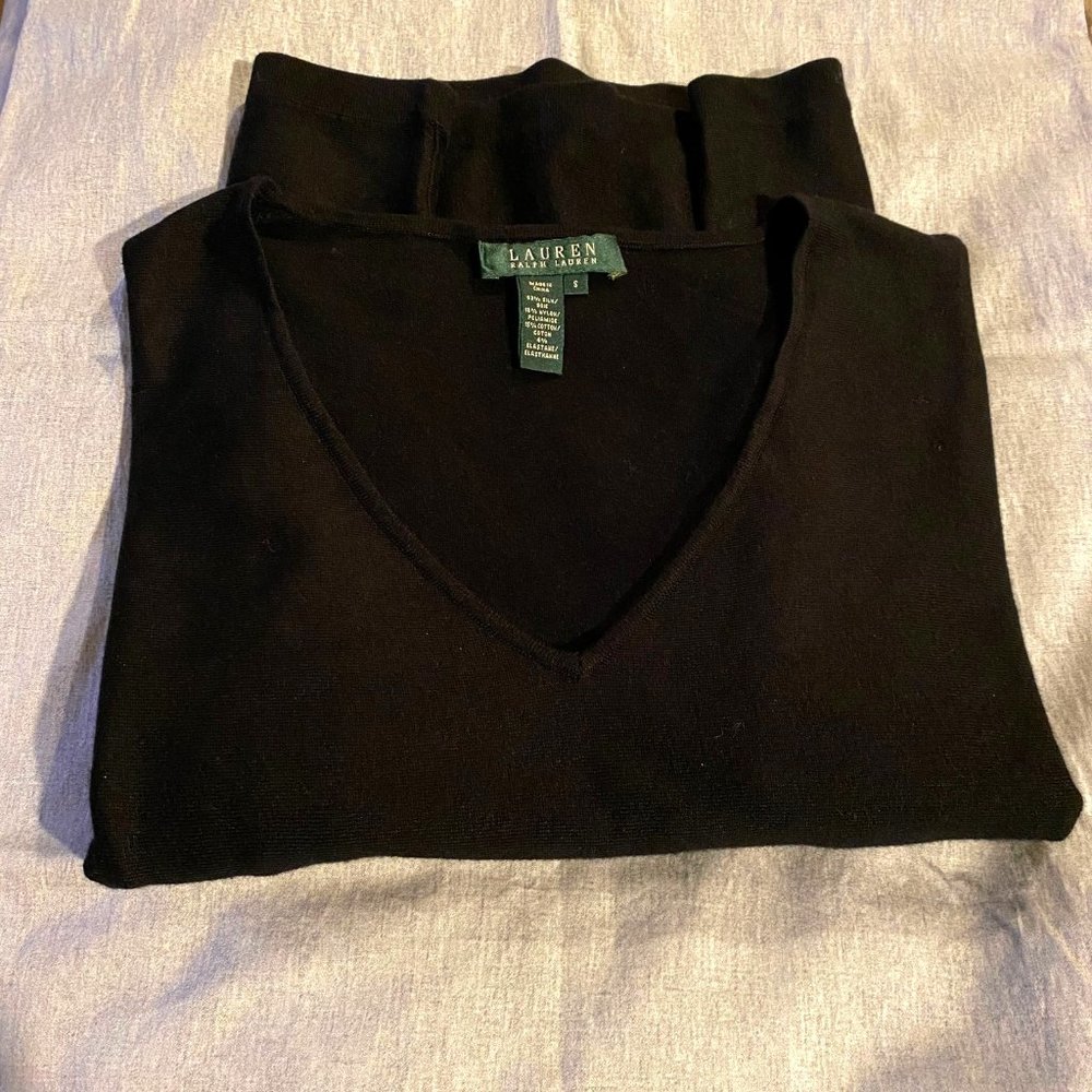 Ralph Lauren Black V-Neck Sweater - Size S